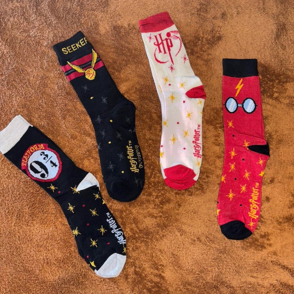 Harry Potter Themed Socks Set - Black, Red, White